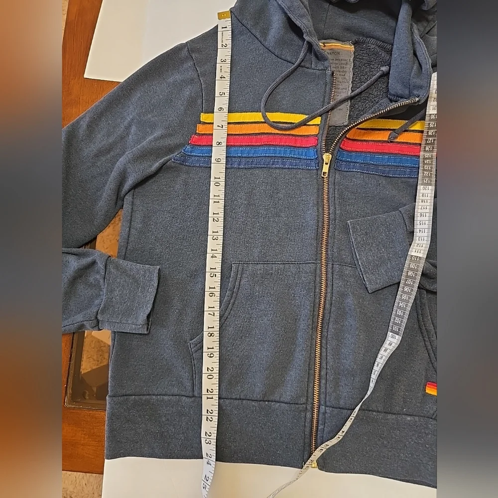 Aviator Nation 5 Stripe Full Zip Hoodie Womens/Unisex Size S See Measurements - Picture 8 of 11